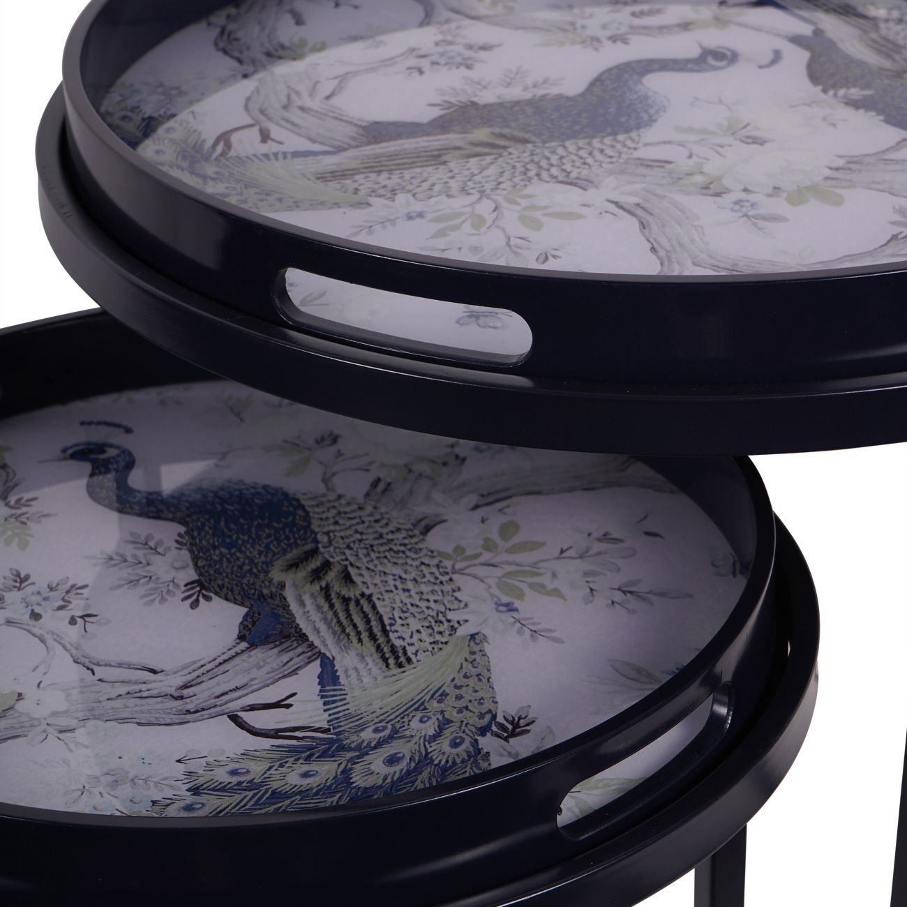 Set of 2 Laura Ashley Belvedere Peacock Print Side Tables